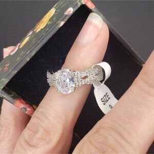 Oval Braided Engagement Ring Size 9